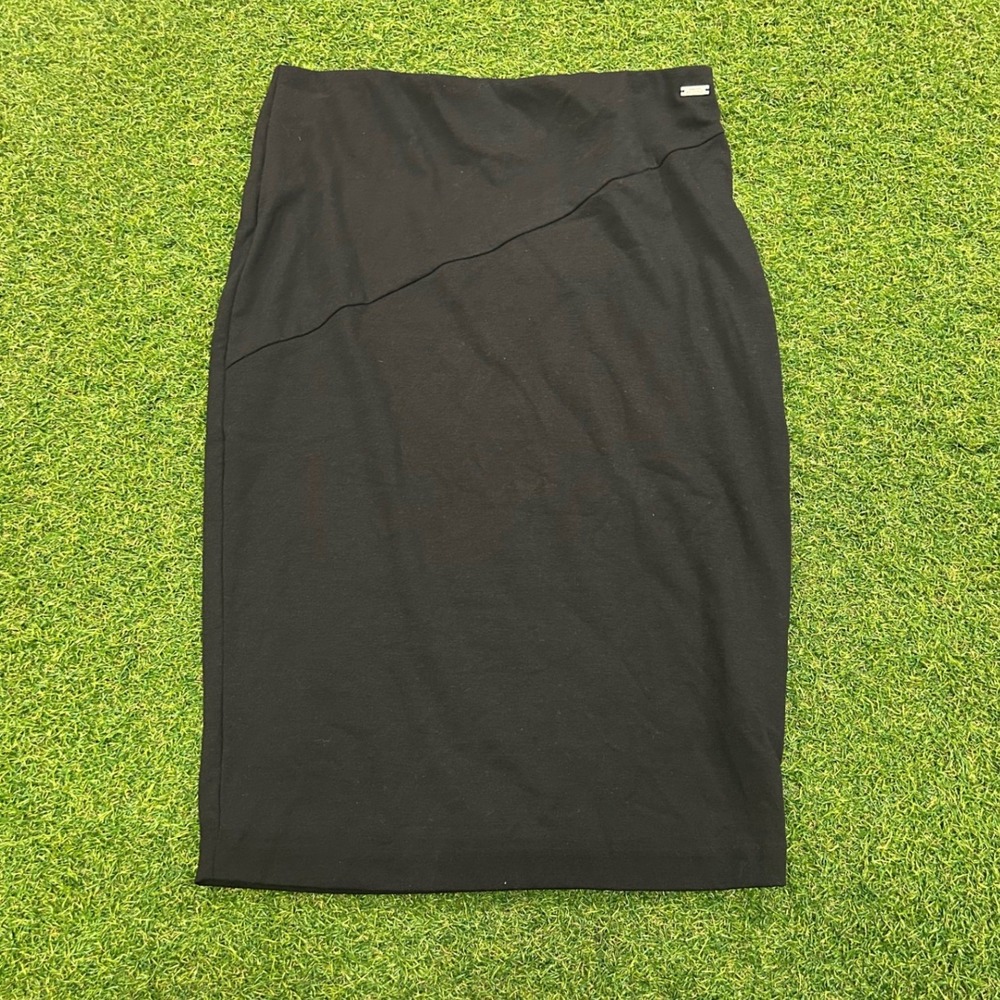 Armani Exchange Womens Black Asymmetric Seam Pencil Skirt XS Stretch Midi